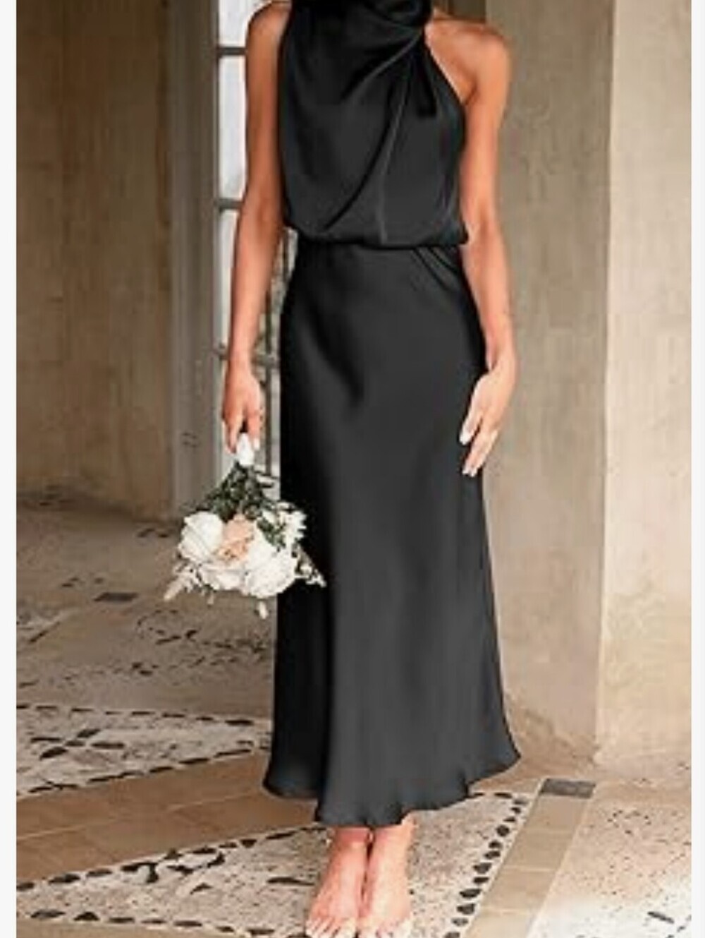 Draped One-Shoulder Black Dress NWT SMALL - Picture 5 of 16